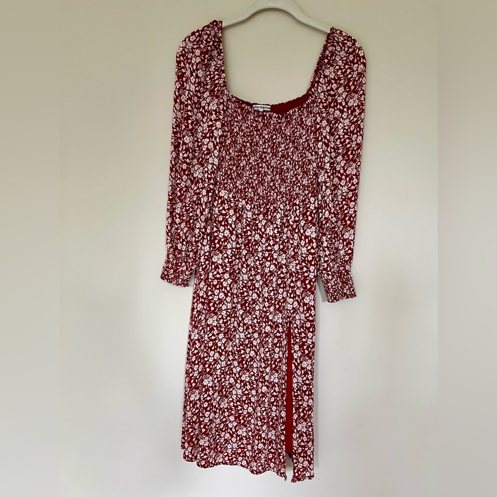 Reformation Cello Midi Dress, red with white floral size XS extra small - Picture 12 of 12
